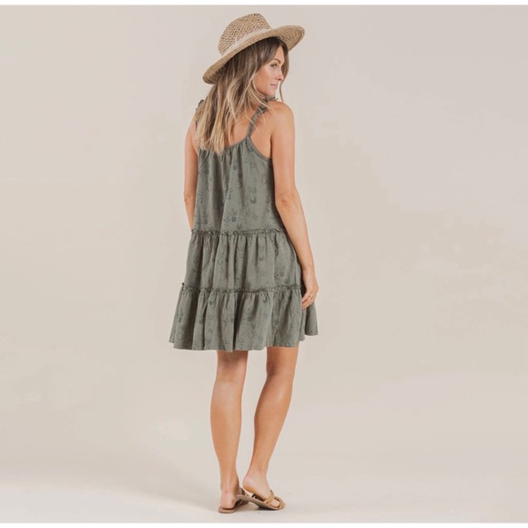 Rylee + Cru • Fern Green Plant Jersey Cotton Tiered Dress NWT - Picture 16 of 16